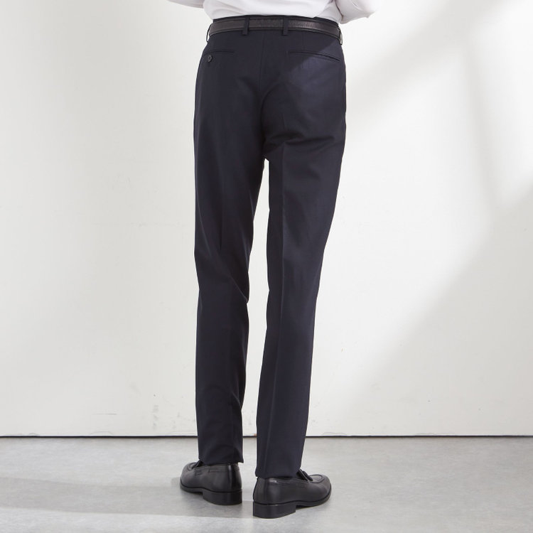 ジョンピアース 【JOHN PEARSE Black SELECT LINE】【年間】0タックパンツ/ネイビー×ソリッド/ULTRA TOUGH S/SHOWER CLEAN/※裾直し必要 紺濃色