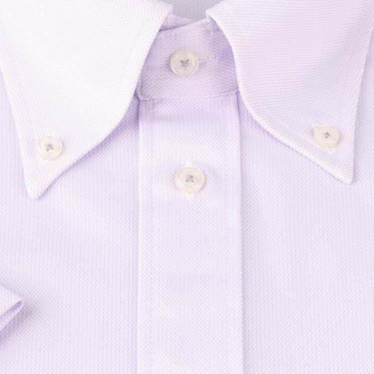 ジョンピアースブラック 【半袖】【JOHN PEARSE Black】【ノーアイロン】ボタンダウンドレスワイシャツ/パープル/釦付糸：グレー/ULTRA MOVE/ニット素材 パープル系(紫)
