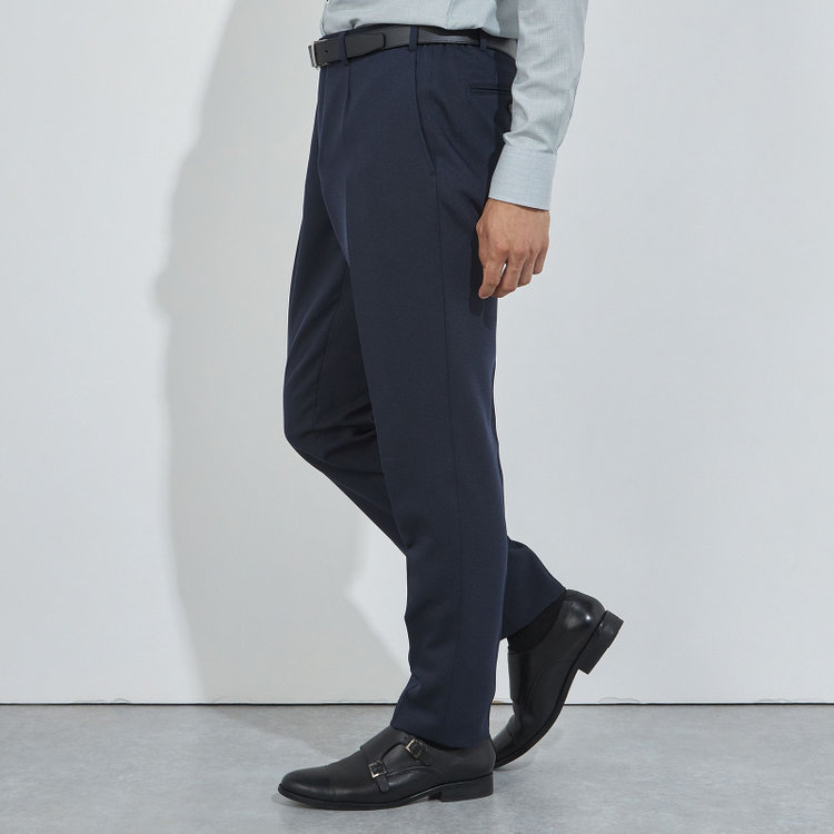 ハイスペックモーション 【HIGH SPEC MOTION】【秋冬】0タックパンツ/ネイビー/ウエストシャーリング/※裾上げ済み仕様 紺濃色