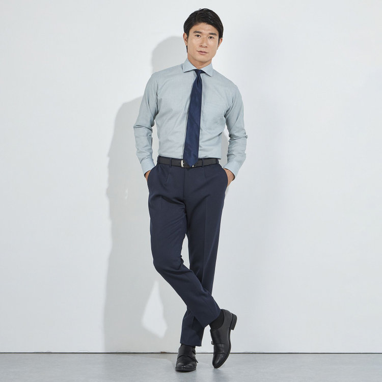 ハイスペックモーション 【HIGH SPEC MOTION】【秋冬】0タックパンツ/ネイビー/ウエストシャーリング/※裾上げ済み仕様 紺濃色
