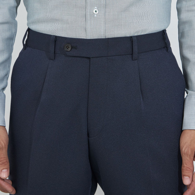 ハイスペックモーション 【HIGH SPEC MOTION】【秋冬】0タックパンツ/ネイビー/ウエストシャーリング/※裾上げ済み仕様 紺濃色