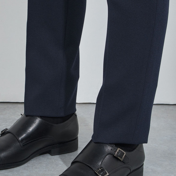 ハイスペックモーション 【HIGH SPEC MOTION】【秋冬】0タックパンツ/ネイビー/ウエストシャーリング/※裾上げ済み仕様 紺濃色