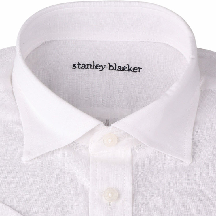 スタンリーブラッカ 【stanley blacker】【半袖】リネンコットンカッタウェイシャツ/ホワイト ホワイト系(白)