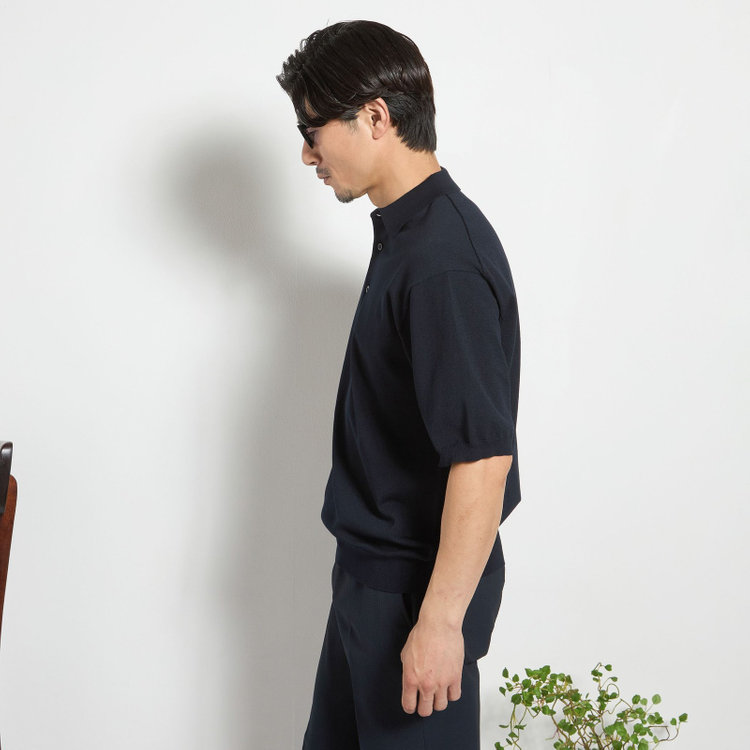 ジョンピアース 【JOHN PEARSE comfort navy】【半袖】ニットポロ/ネイビー 紺中間
