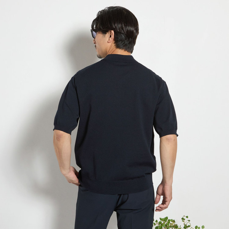ジョンピアース 【JOHN PEARSE comfort navy】【半袖】ニットポロ/ネイビー 紺中間