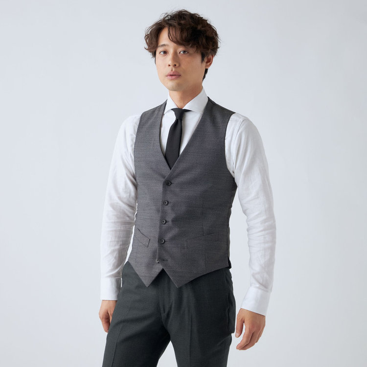 ＪＰ コンフォート 【JOHN PEARSE comfort】【秋冬】リバーシブルジレ(ベスト)/グリーングレー×チェック＆グレー×ソリッド/SHOWER CLEAN 黄淡色