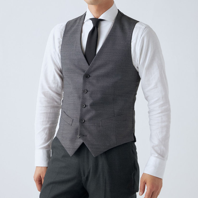 ＪＰ コンフォート 【JOHN PEARSE comfort】【秋冬】リバーシブルジレ(ベスト)/グリーングレー×チェック＆グレー×ソリッド/SHOWER CLEAN 黄淡色