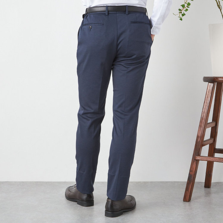 ハイスペックモーション 【HIGH SPEC MOTION】【年間】ノータックパンツ セットアップ / ネイビー / ウォッシャブル / ビジカジ ※裾直し必要 紺濃色