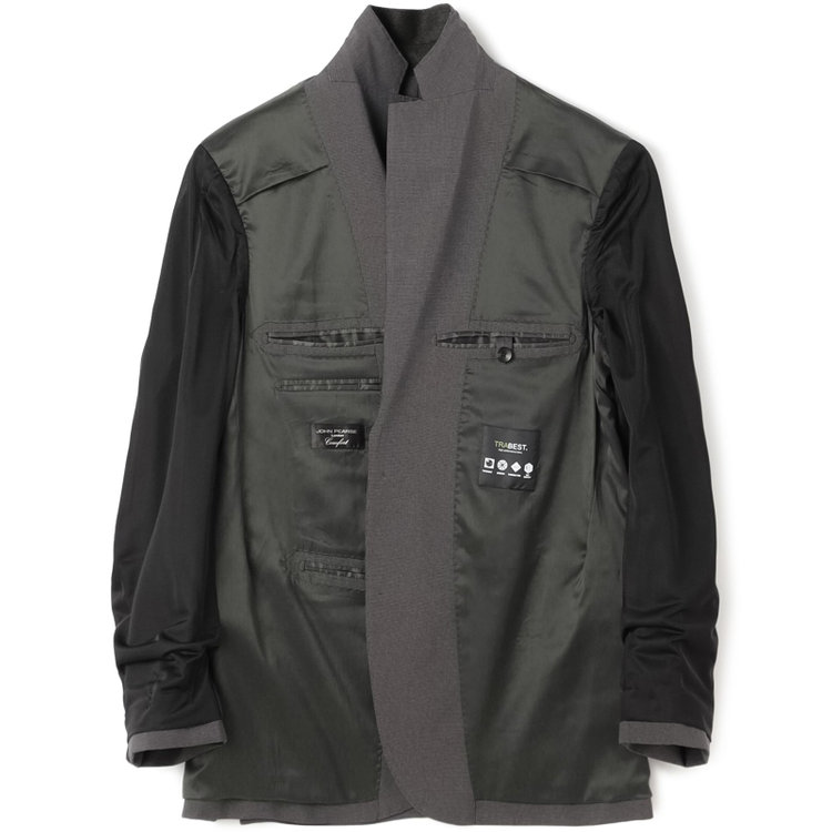 ＪＰ コンフォート 【JOHN PEARSE comfort】【春夏】2釦シングルスーツ ショートタック/グレー×ハウンドトゥース/ULTRA MOVE/TRABEST/ウエストシャーリング仕様/ウォッシャブル/ストレッチ/※裾上げ必要 グレー濃色