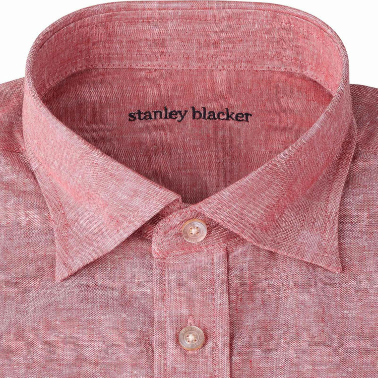 スタンリーブラッカ 【stanley blacker】【半袖】リネンコットンボタンダウンシャツ/ワイン ワイン系(赤)