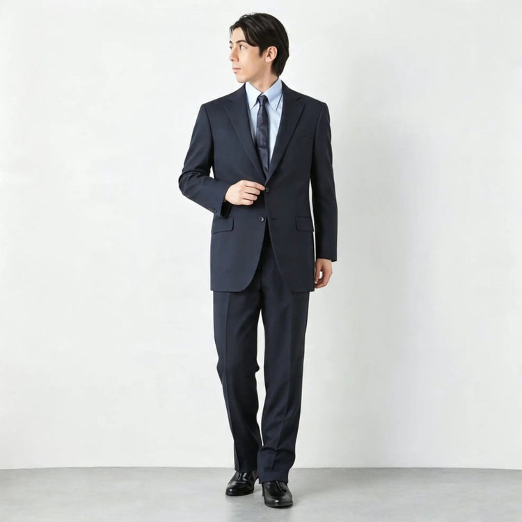 トゥルートップ 【TRUE TOP】【年間】2釦シングルスーツ ワンタックパンツ / ネイビー / パンツウォッシャブル ※裾直し必要 紺濃色