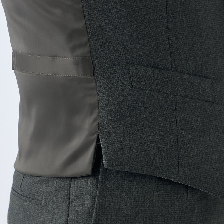 ＪＰ コンフォート 【JOHN PEARSE comfort】【秋冬】リバーシブルジレ(ベスト)/グリーングレー×チェック＆グレー×ソリッド/SHOWER CLEAN 黄淡色