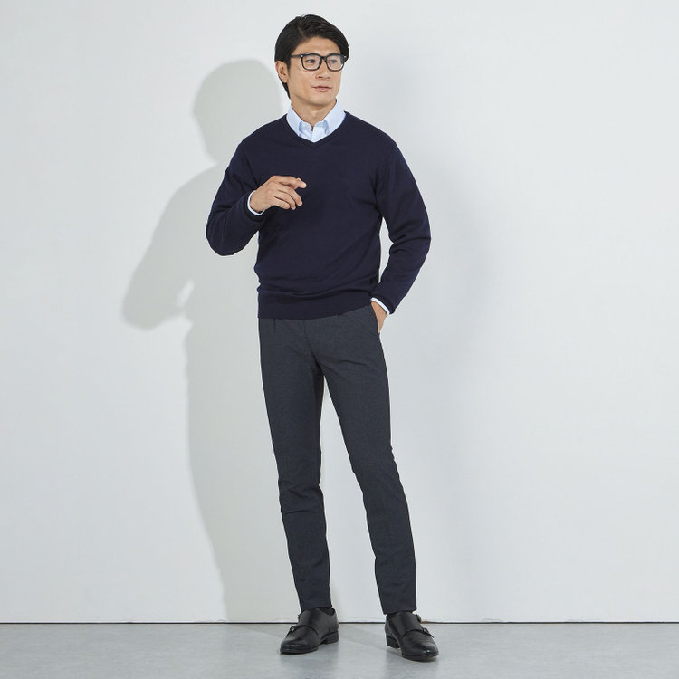 ＪＰコンフォート ネイビー 【JOHN PEARSE comfort navy】【秋冬】Vネックセーター/ネイビー 紺中間