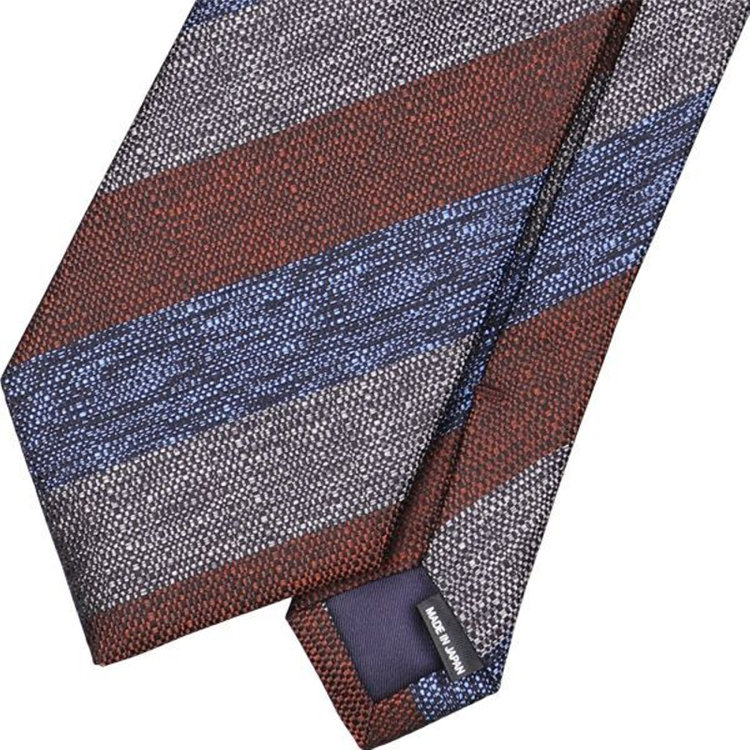 ドナートヴィンチ 【Donato Vinci Italy】シルクストライプネクタイ 8.0㎝幅/ネイビー×グレー×ブラウン/MADE IN JAPAN ブラウン系(茶)