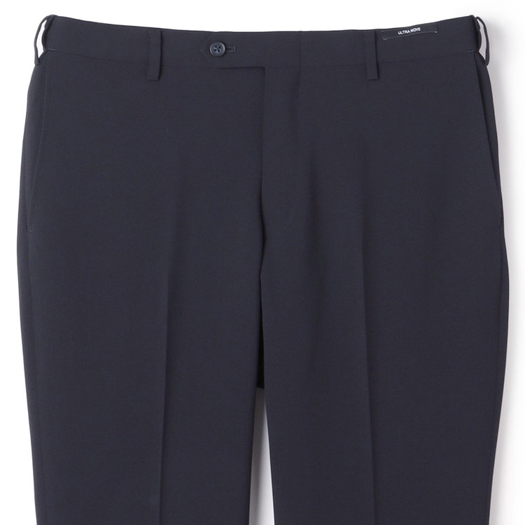 ジョンピアースブラック 【JOHN PEARSE Black SELECT LINE】【春夏】機能性ポリエステル 0タックパンツ/ネイビー/ウエストムーブ仕様/ULTRA MOVE/※裾上げ必要 紺濃色