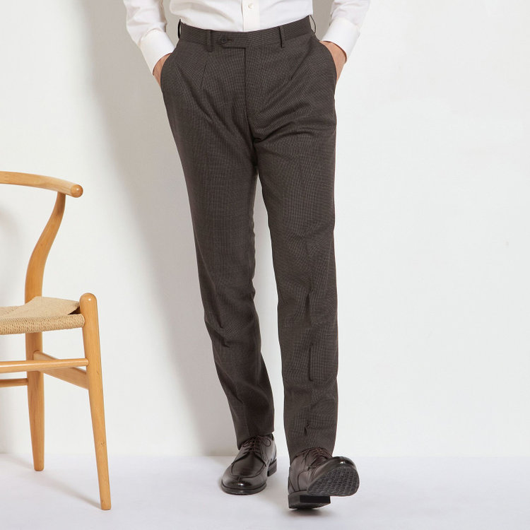 ＪＰ コンフォート 【JOHN PEARSE comfort】【春夏】2釦シングルスーツ ショートタック/ブラウン×チェック/REAL BROWN/NEW ZEALAND WOOL/SustainaBee Wool/※裾上げ必要 茶中間