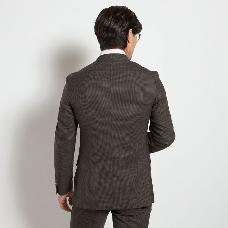 ＪＰ コンフォート 【JOHN PEARSE comfort】【春夏】2釦シングルスーツ ショートタック/ブラウン×チェック/REAL BROWN/NEW ZEALAND WOOL/SustainaBee Wool/※裾上げ必要 茶中間