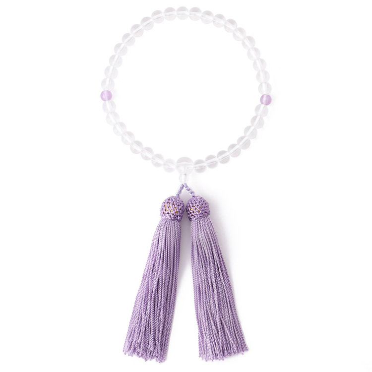 【日本製】御念珠/新丸水晶/薄紫