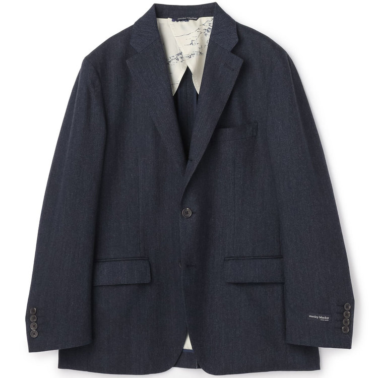 スタンリーブラッカ  【stanley blacker new york】【秋冬】2釦ジャケット/ミルドヘリンボーン 紺濃色
