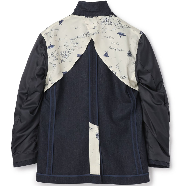 スタンリーブラッカ  【stanley blacker new york】【秋冬】2釦ジャケット/ミルドヘリンボーン 紺濃色