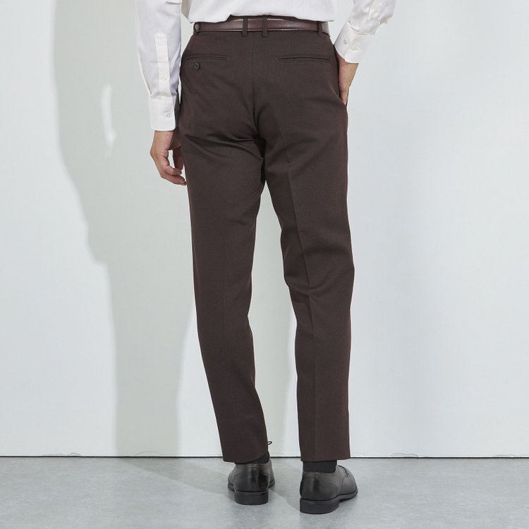 ハイスペックモーション 【HIGH SPEC MOTION】【秋冬】0タックパンツ/ブラウン/ウエストシャーリング/※裾上げ済み仕様 茶中間