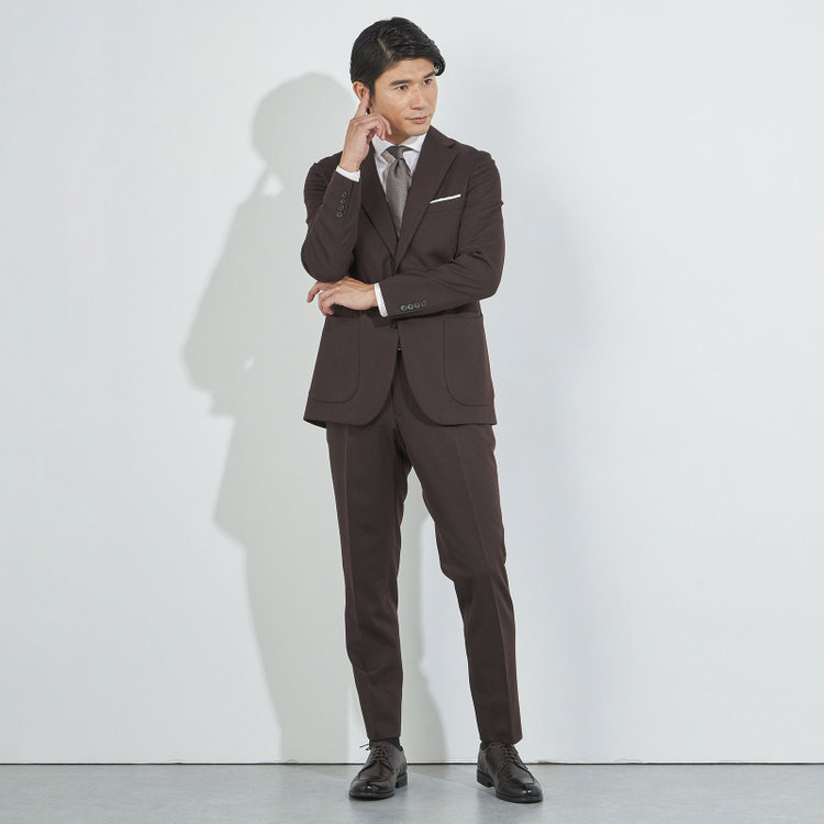 ハイスペックモーション 【HIGH SPEC MOTION】【秋冬】0タックパンツ/ブラウン/ウエストシャーリング/※裾上げ済み仕様 茶中間