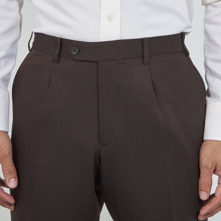 ハイスペックモーション 【HIGH SPEC MOTION】【秋冬】0タックパンツ/ブラウン/ウエストシャーリング/※裾上げ済み仕様 茶中間