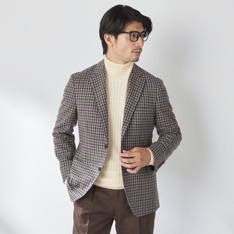 【stanley blacker new york】【秋冬】3釦段返りジャケット/ギンガムチェック