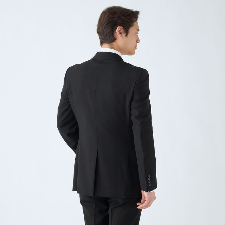 ジョンピアース 【JOHN PEARSE】【スリムシルエット】濃染加工/2釦シングルフォーマルスーツ 0タックパンツ/アジャスター付き/※裾上げ必要 黒