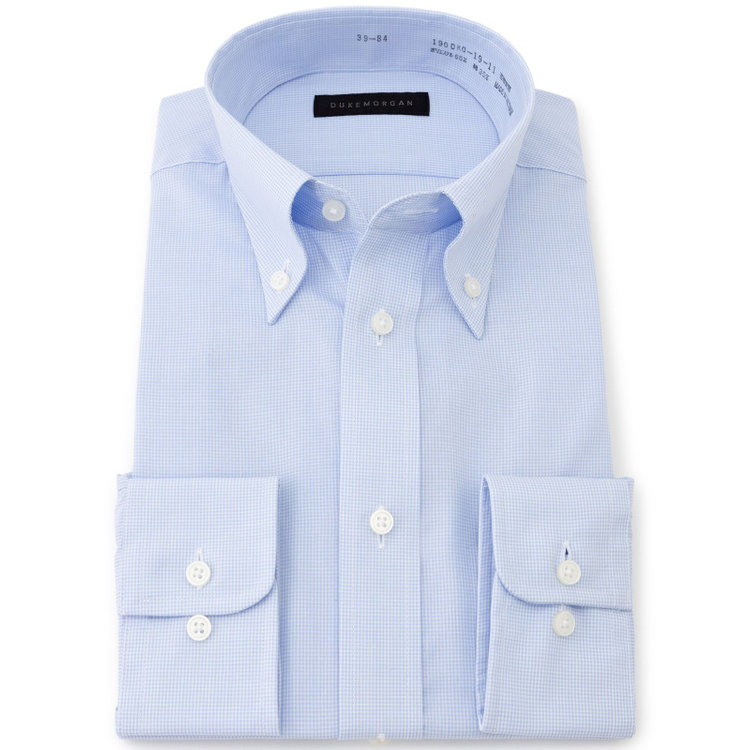 ＤＵＫＥ ＭＯＲＧＡ 【DUKEMORGAN】ボタンダウンワイシャツ/ブルー＆ホワイト×チェック ブルー系(青)