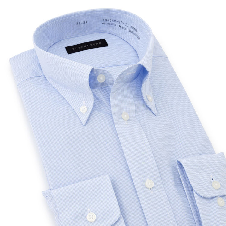 ＤＵＫＥ ＭＯＲＧＡ 【DUKEMORGAN】ボタンダウンワイシャツ/ブルー＆ホワイト×チェック ブルー系(青)