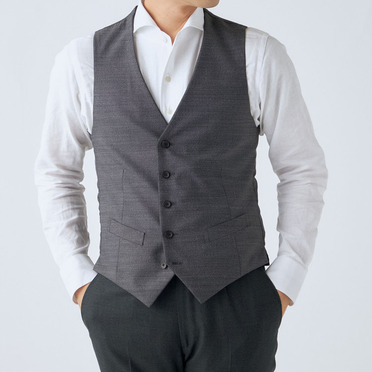 ＪＰ コンフォート 【JOHN PEARSE comfort】【秋冬】リバーシブルジレ(ベスト)/グリーングレー×チェック＆グレー×ソリッド/SHOWER CLEAN 黄淡色