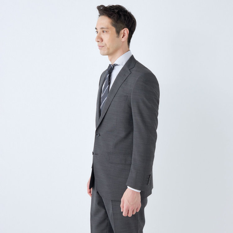 ＪＰセレクトライン 【JOHN PEARSE BLACK】【春夏】2釦シングルスーツ 0タック グレー/ULTRA LIGHT SPEC・シャワークリーン※裾直し必要 グレー濃色