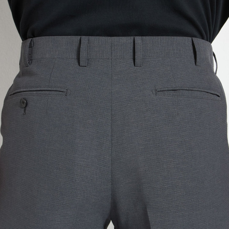 ＪＰコンフォート ネイビー 【JOHN PEARSE comfort navy】【春夏】1タックパンツ/グレー×ドットエアー＆カラミ織り/ウエストムーブ仕様/※裾上げ必要 グレー中間