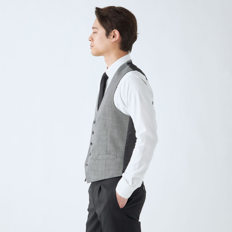 ソノタ（KONAKA用） 【年間】リバーシブルジレ(ベスト)/グレー×バーズアイ＆ブラック×ソリッド グレー中間