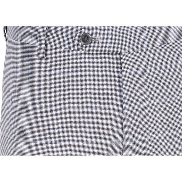 ＪＰセレクトライン 【JOHN PEARSE Black SELECT LINE】【春夏】ウールブレンド 0タックパンツ/ホワイト＆ブラック×ハウンドトゥース/ウエストストレッチ/ULTRA MOVE ブラック系(黒)