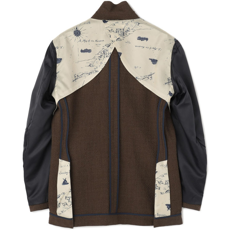 スタンリーブラッカ 【stanley blacker new york】【春夏】2釦シングルジャケット/ブラウン×サッカー/ストレッチ/ゴールド釦 茶中間