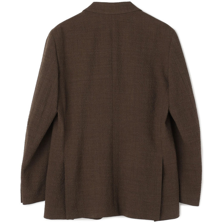 スタンリーブラッカ 【stanley blacker new york】【春夏】2釦シングルジャケット/ブラウン×サッカー/ストレッチ/ゴールド釦 茶中間
