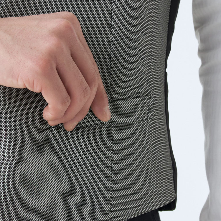 ソノタ（KONAKA用） 【年間】リバーシブルジレ(ベスト)/グレー×バーズアイ＆ブラック×ソリッド グレー中間