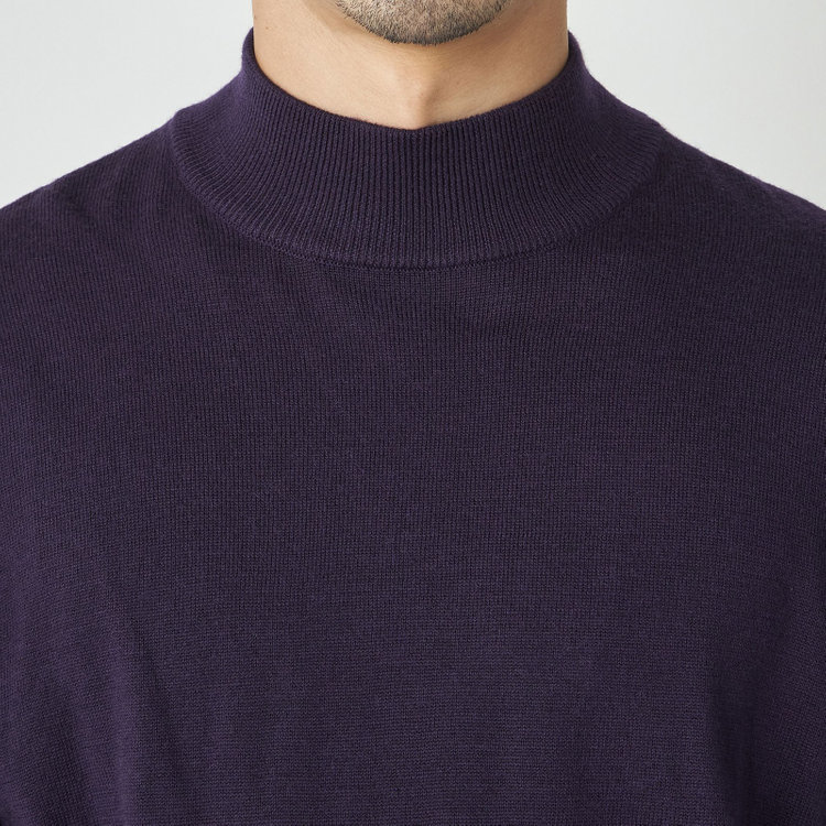 スタンリーブラッカ 【stanley blacker new york】【長袖】モックネックニット/パープル 紫濃色