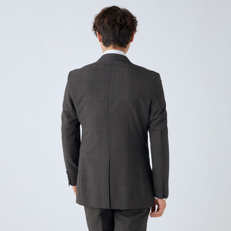 ＪＰセレクトライン 【JOHN PEARSE Black SELECT LINE】【春夏】スペアパンツ付き/2釦シングルスーツ/グレー×ウィンドペン/SHOWER CLEAN/※裾上げ必要 グレー濃色