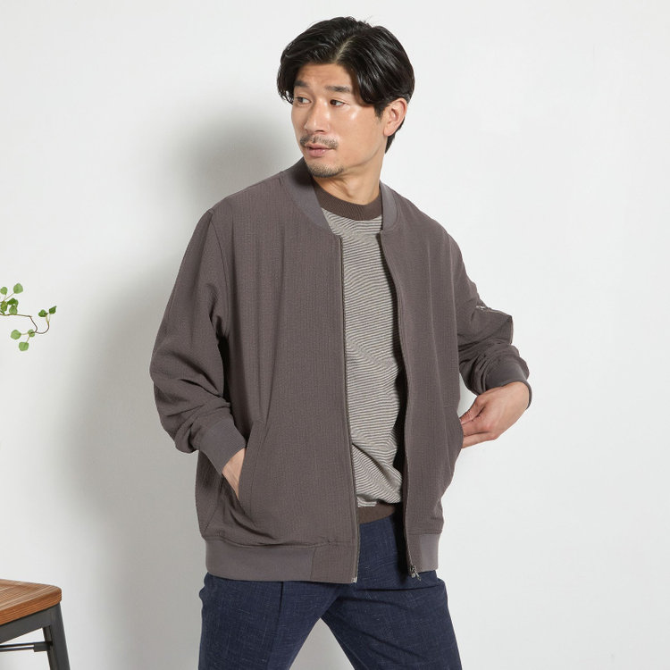 スタンリーブラッカ  【stanley blacker new york】シアサッカー MA-1/ブラウン 茶中間