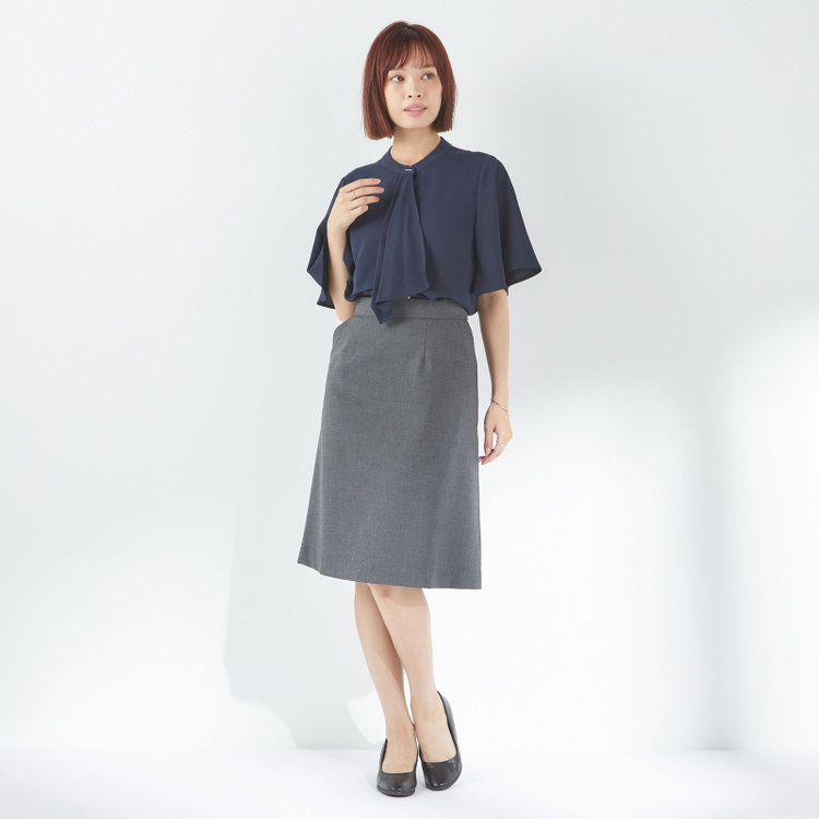 ナチュラル　ビューティー 【NATURAL BEAUTY】フレアスリーブボウタイブラウス/ネイビー 紺中間