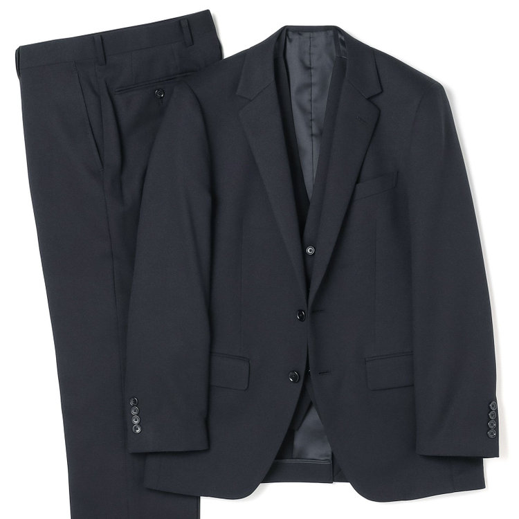 ＵＮＰＲＥＳＳＵＲＥ 【Unpressure】【年間】スリーピース2釦シングルスーツ 0タック/ブラック×シャドーツイル/ウォッシャブルパンツ 黒