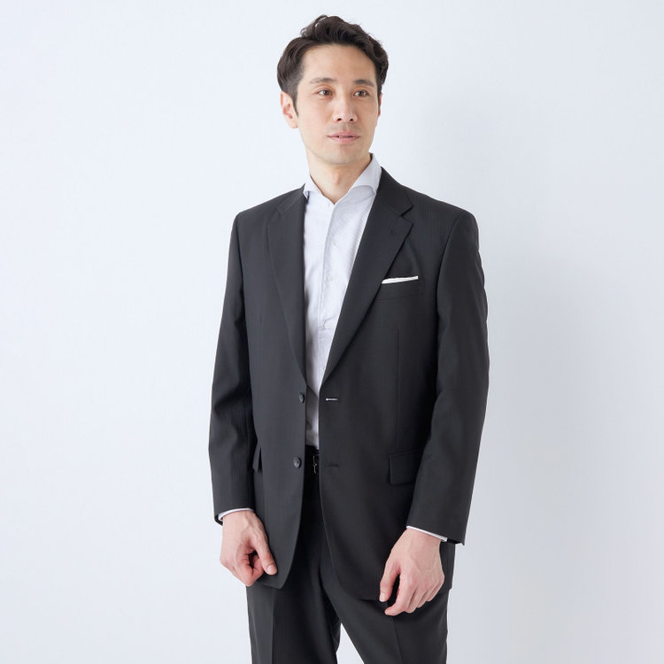 ドナートヴィンチ 【Donato Vinci Italy】【春夏】スペアパンツ付き/ 2釦シングルスーツ 1タック/ブラック×シャドーストライプ/ULTRA LIGHT SPEC・シャワークリーン※裾直し必要 黒