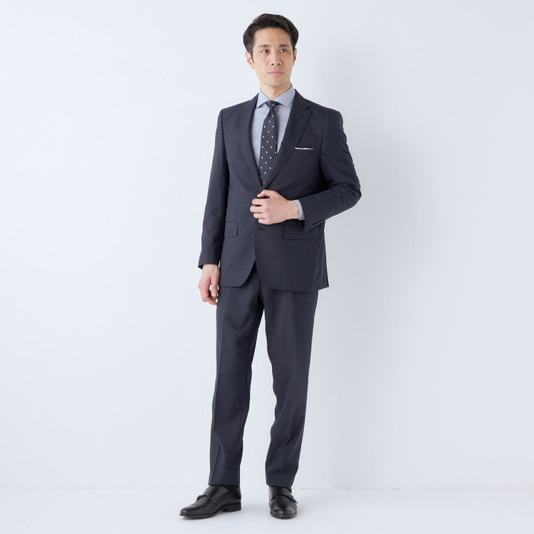 ＫＡＮＳＡＩＭＡＮ 【KANSAIMAN collection】【春夏】2釦シングルスーツ ショートタック/ネイビー/ULTRA LIGHT SPEC・シャワークリーン 紺中間