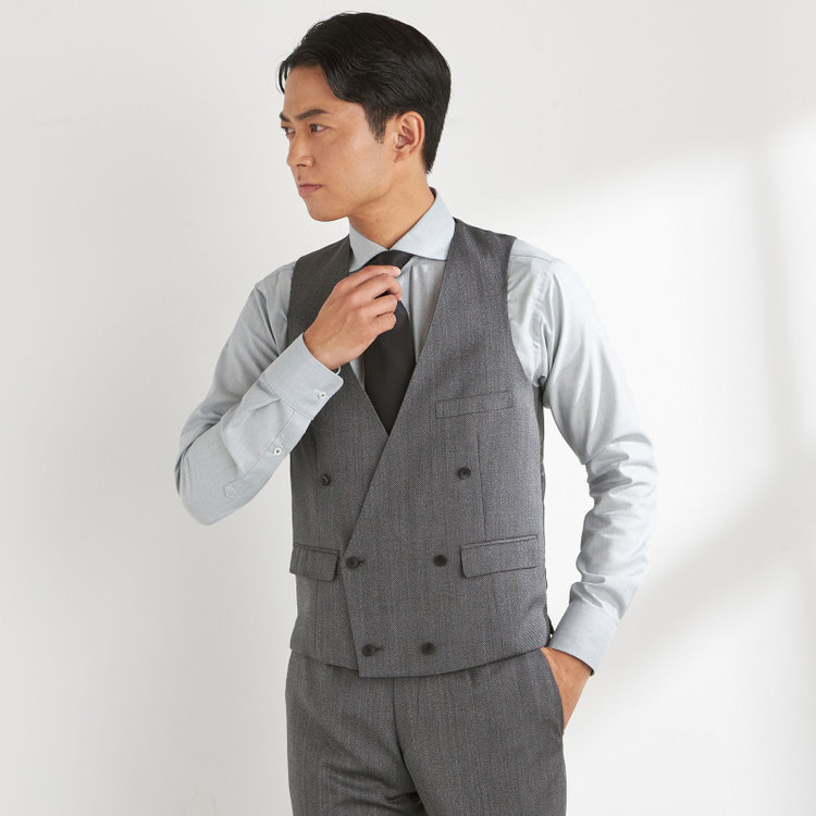 ＪＰ コンフォート 【JOHN PEARSE comfort】【年間】2釦シングルスリーピーススーツ ショートタック/グレー/ウォッシャブル/※裾上げ必要 グレー中間