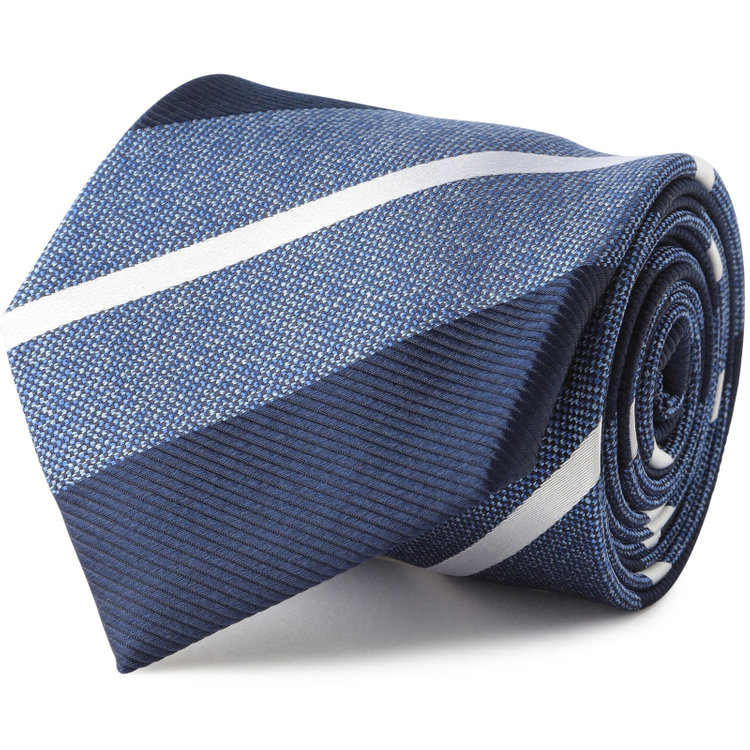ジョンピアース 【JOHN PEARSE White】シルクブレンドストライプ柄ネクタイ/8.0cm幅/ネイビー その他