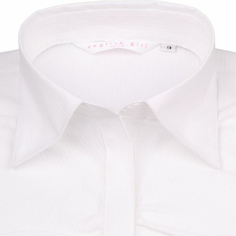 ＥＮＧＬＩＳＨ ＧＩＲＬ 【english girl by J.P.】スキッパーカラーブラウス/ホワイト×ドビーツイル/ギャザー/HIGH SPEC FABRIC ホワイト系(白)