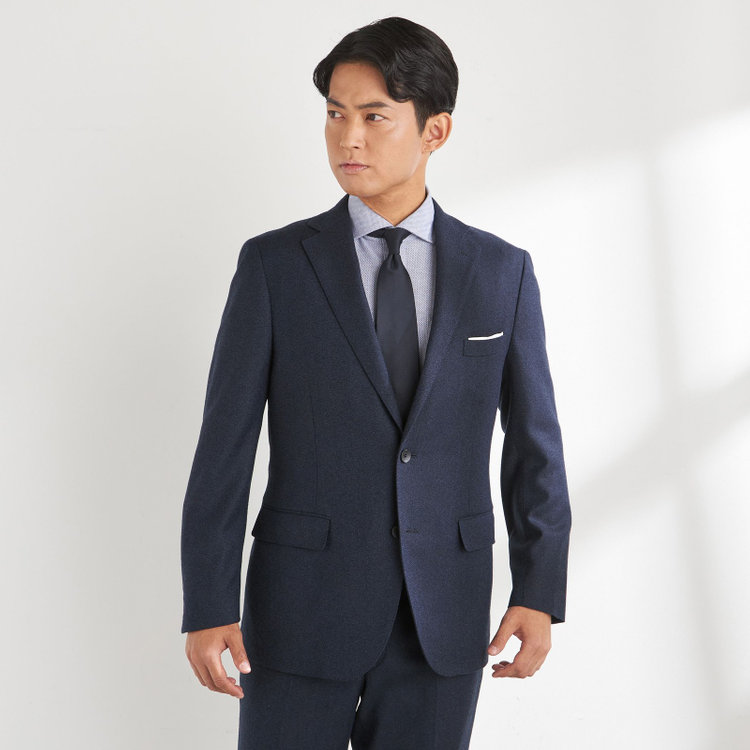 【THE 神 SUIT】【JOHN PEARSE comfort】【秋冬】2釦シングルスーツ ショートタック/ネイビー/ウエストムーブ/REDA ACTIVE/NEW ZEALAND MERINO/SHOWER CLEAN/※裾上げ必要